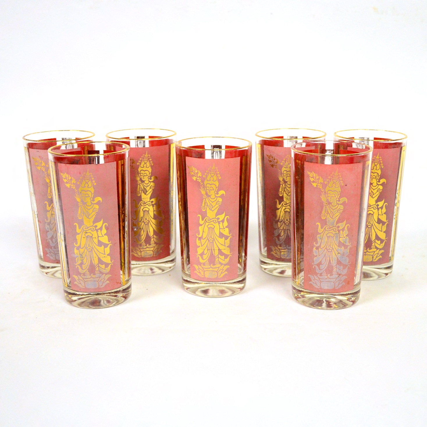 Mid 20th-Century Thai Dancer Highball Glasses