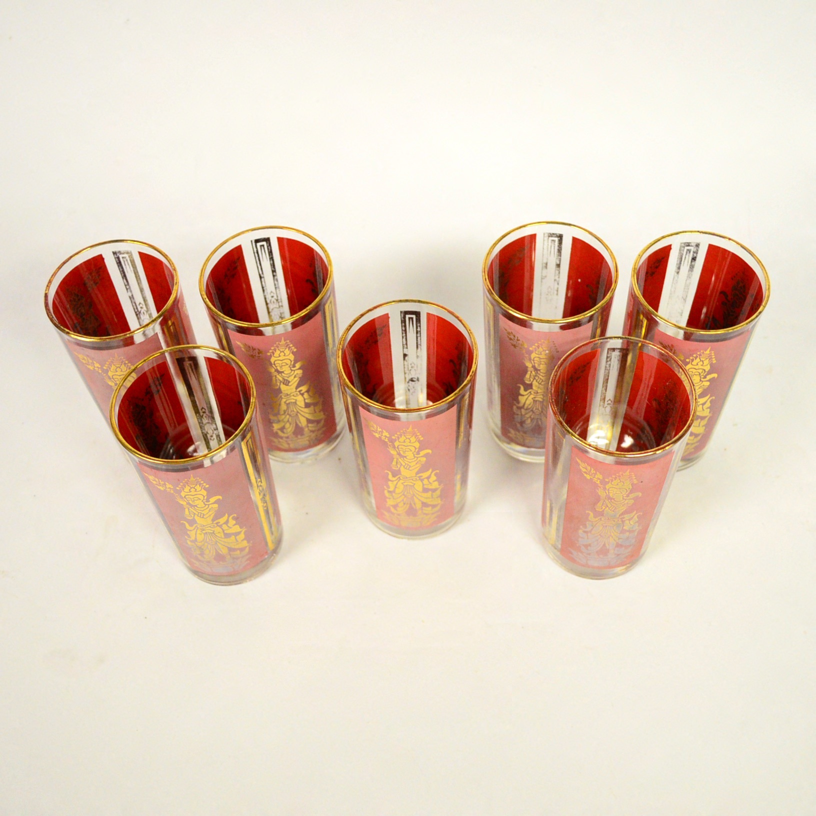 Mid 20th-Century Thai Dancer Highball Glasses