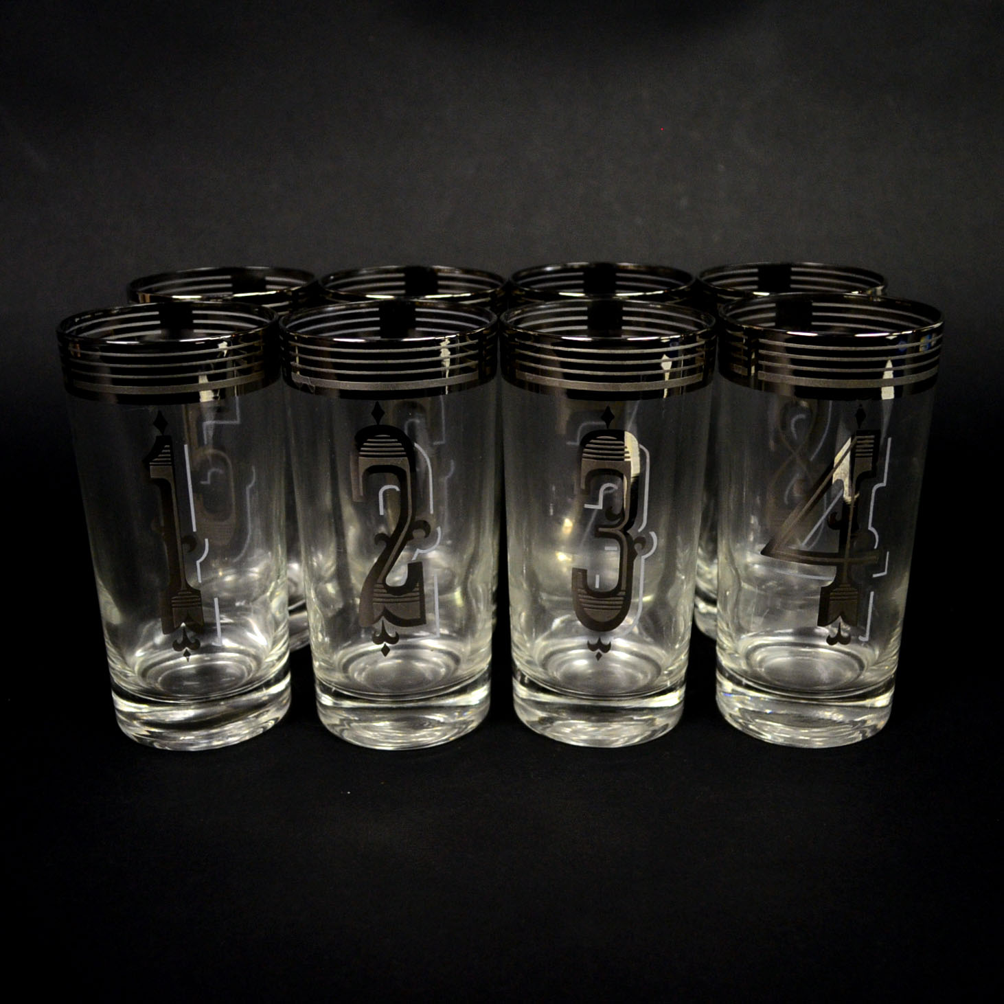 Set of Numbered Mid-Century Modern Tumblers