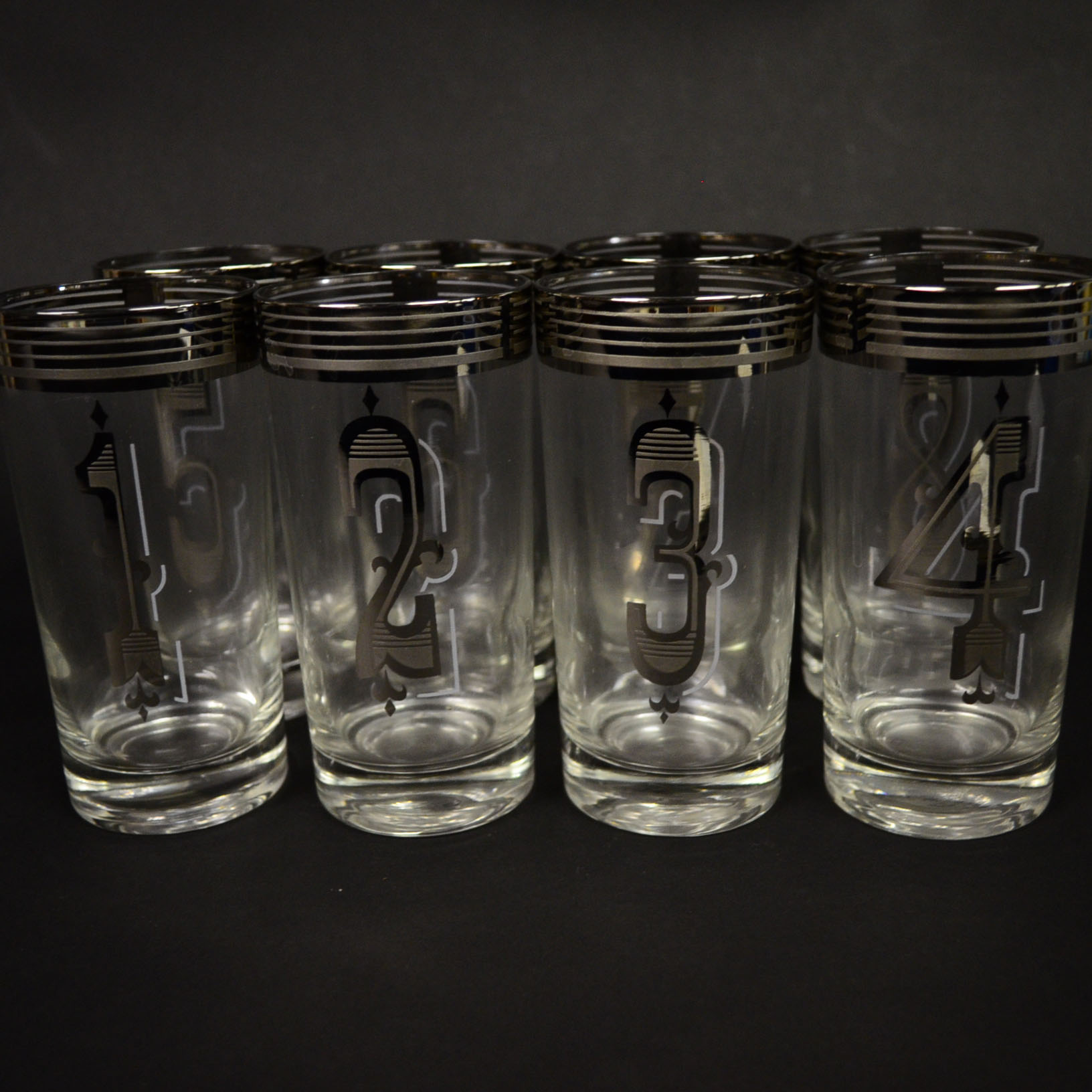 Set of Numbered Mid-Century Modern Tumblers