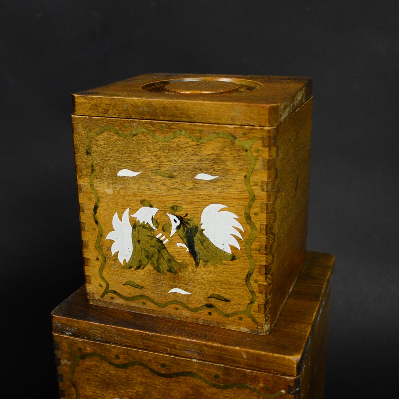 Collection of Wooden Canisters and Vintage Tin Bakeware