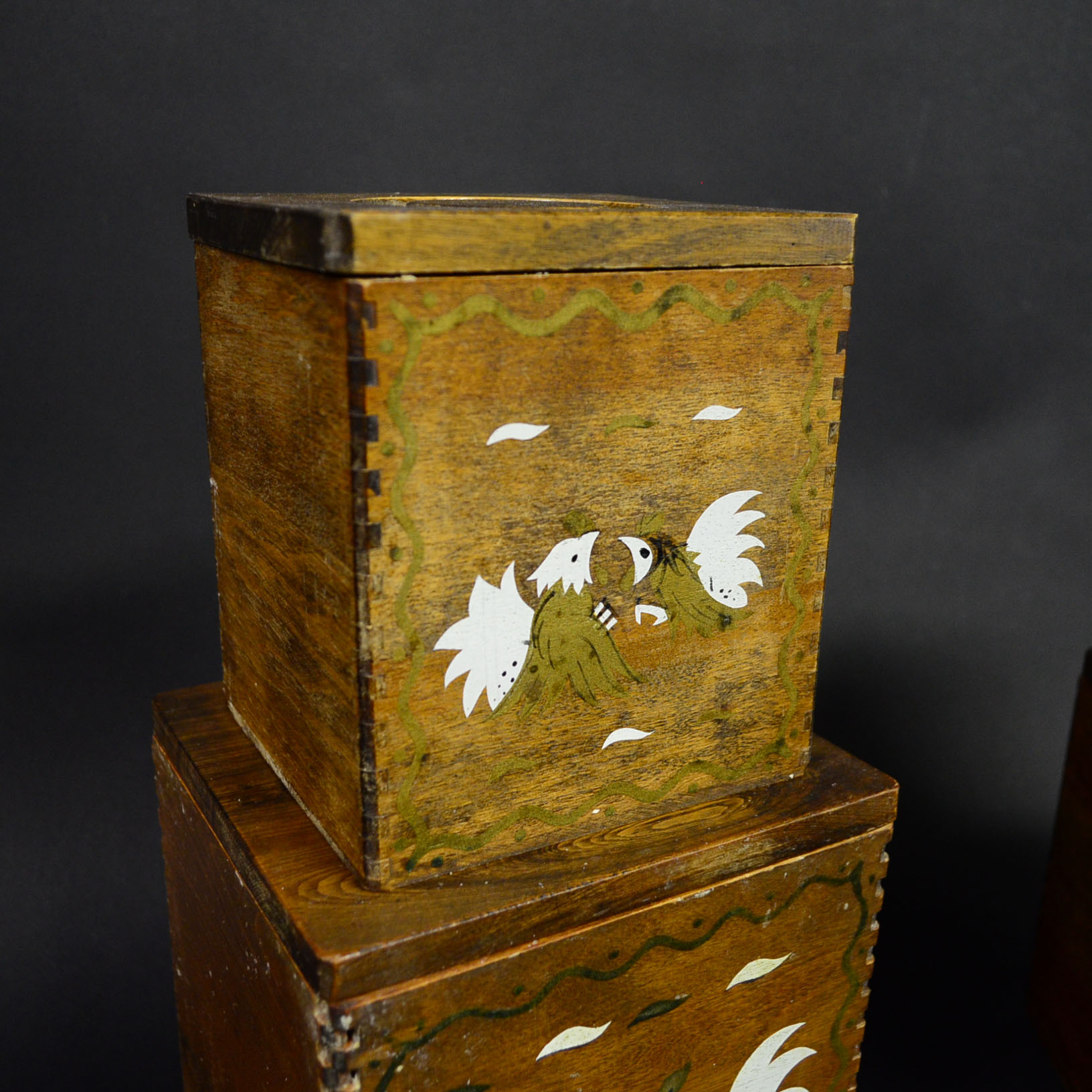 Collection of Wooden Canisters and Vintage Tin Bakeware