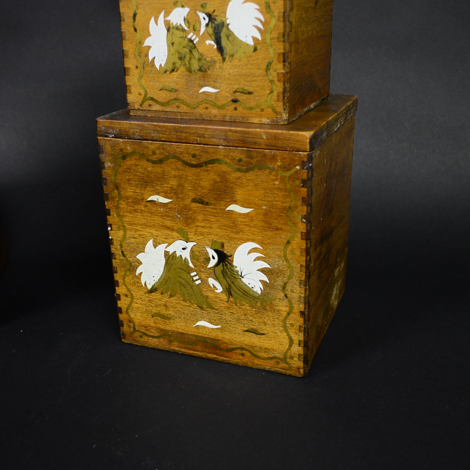 Collection of Wooden Canisters and Vintage Tin Bakeware