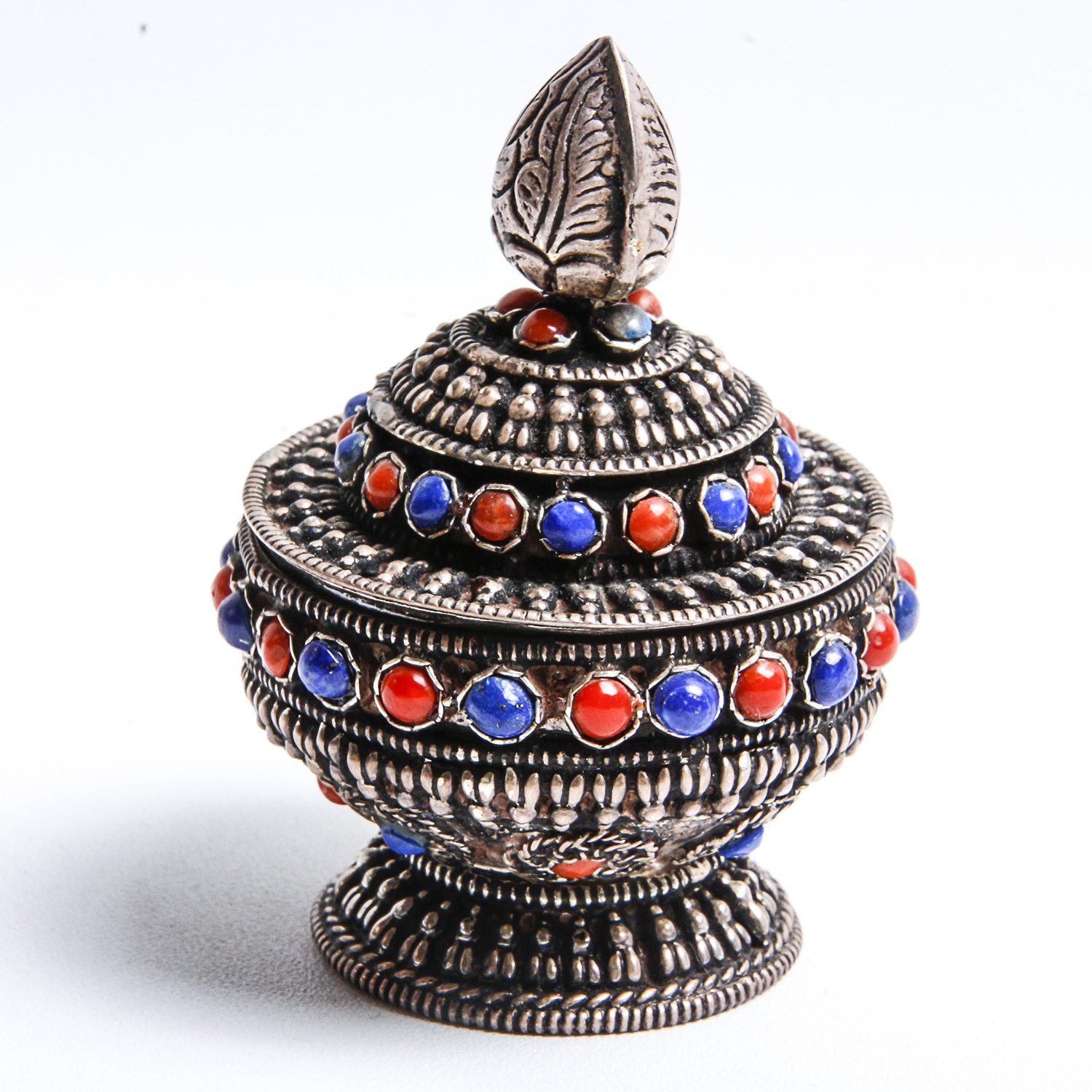 Sterling Silver South Asian Style Jeweled Trinket Box