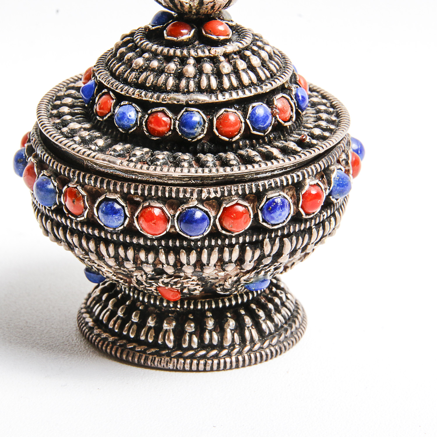 Sterling Silver South Asian Style Jeweled Trinket Box