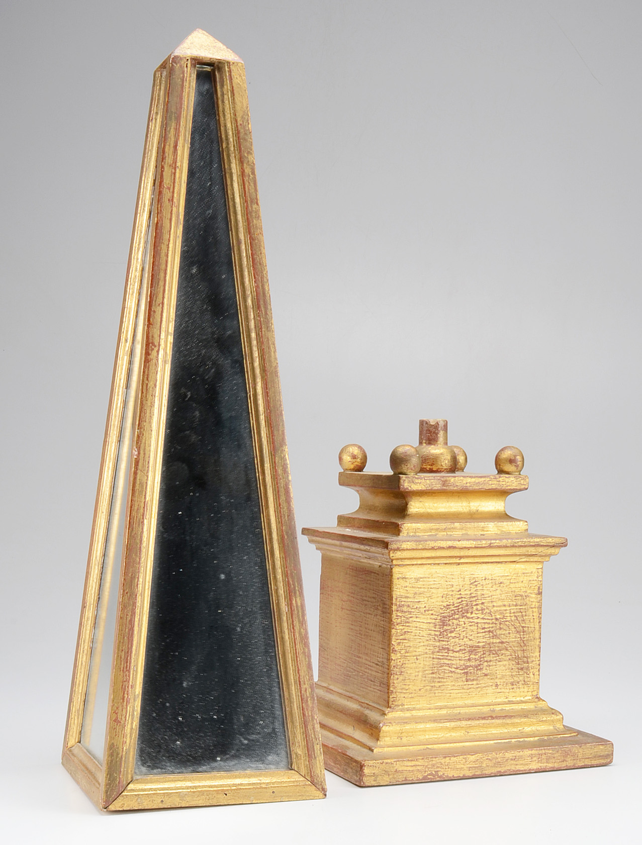 Italian Gold-Leafed and Mirrored Obelisk
