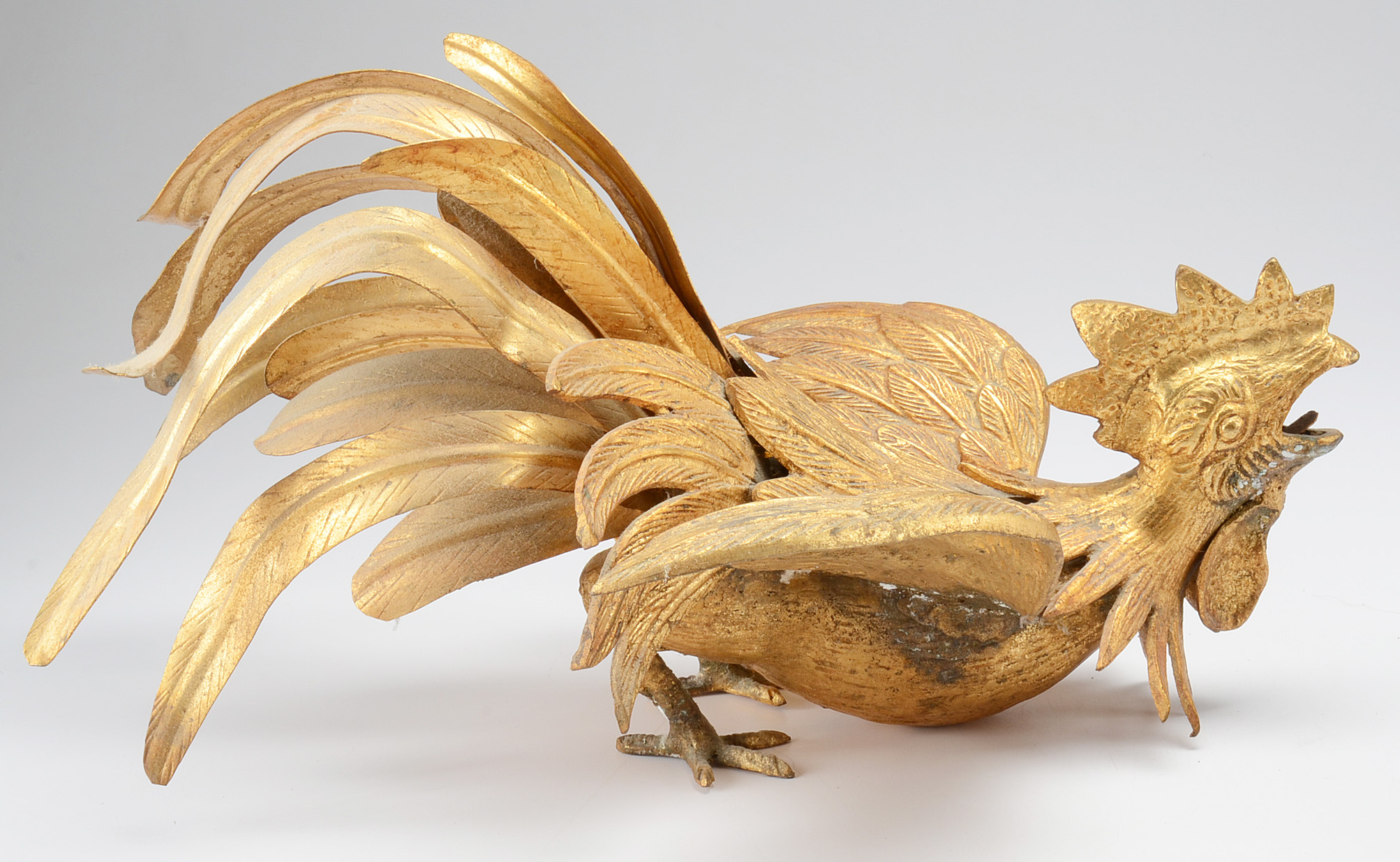 Pair of Gilt Metal Japanese Fighting Cocks