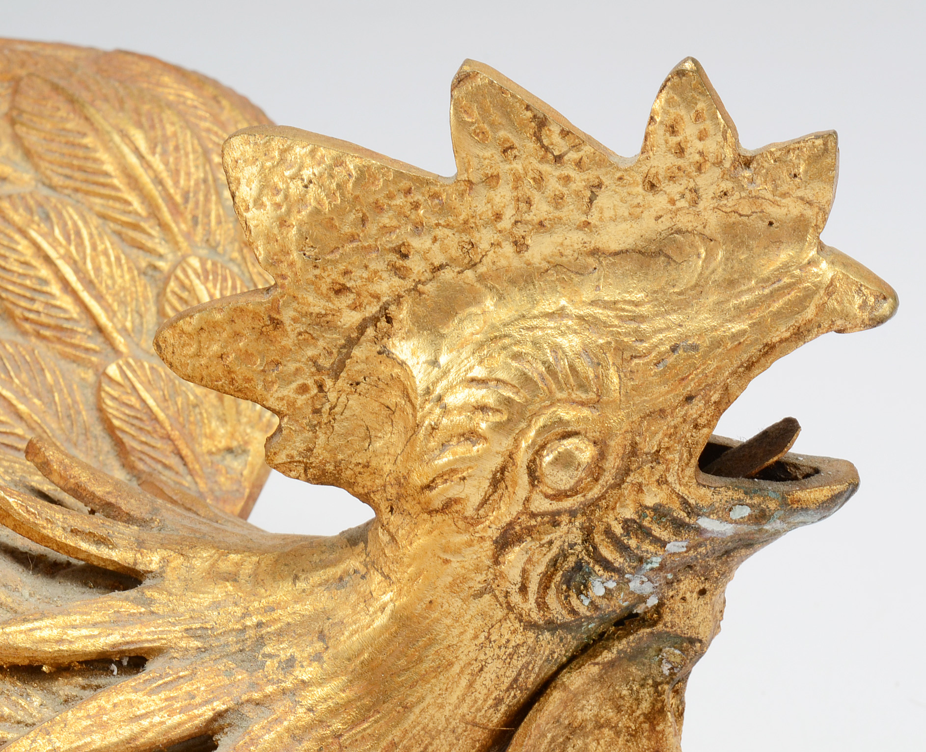 Pair of Gilt Metal Japanese Fighting Cocks