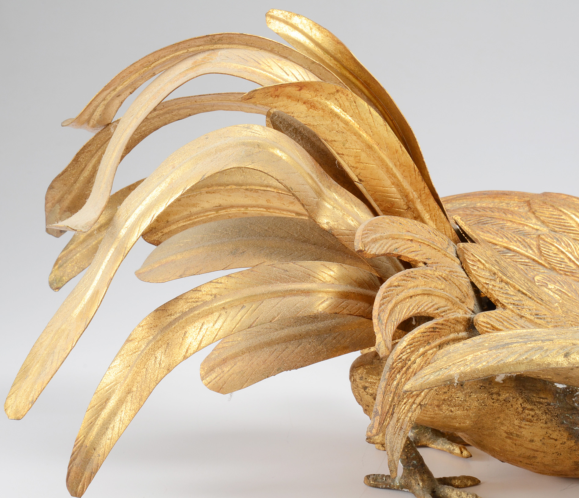 Pair of Gilt Metal Japanese Fighting Cocks