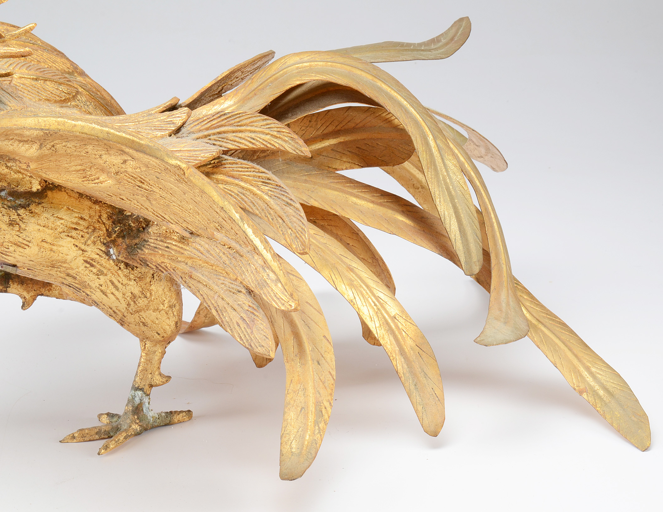 Pair of Gilt Metal Japanese Fighting Cocks