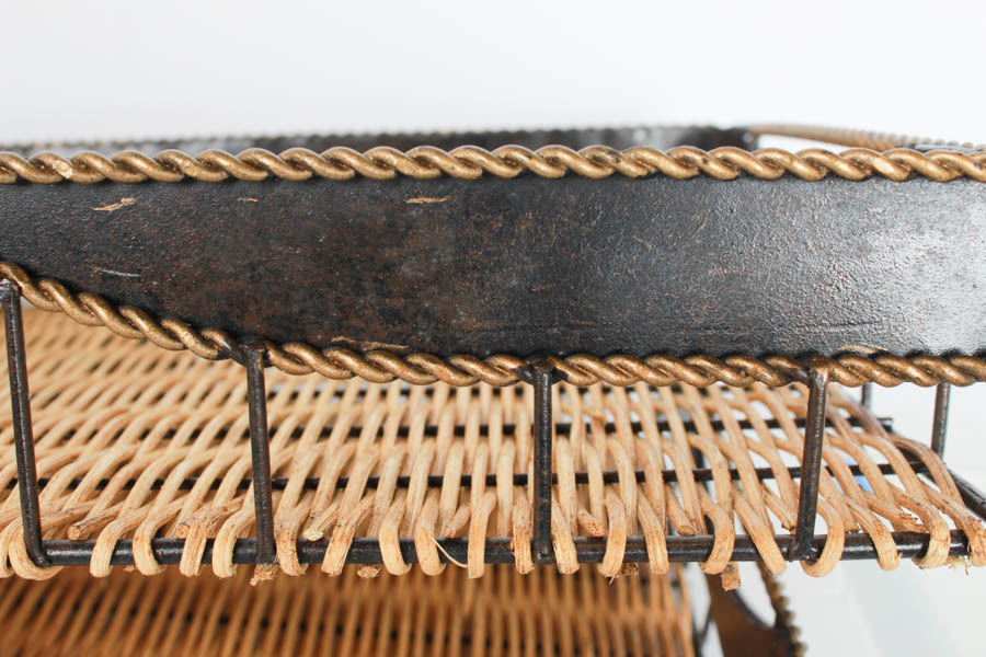 Pair of Wicker and Metal Desk Organizing Trays