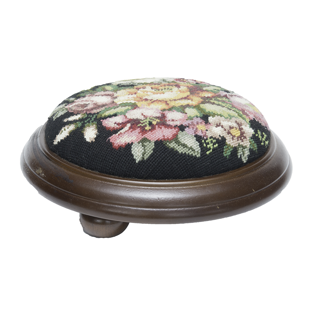 Antique Needlepoint Foot Stool