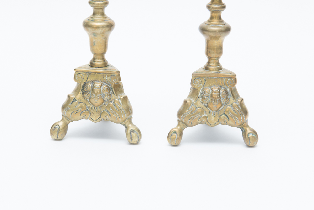Baroque Style  Brass Candlesticks