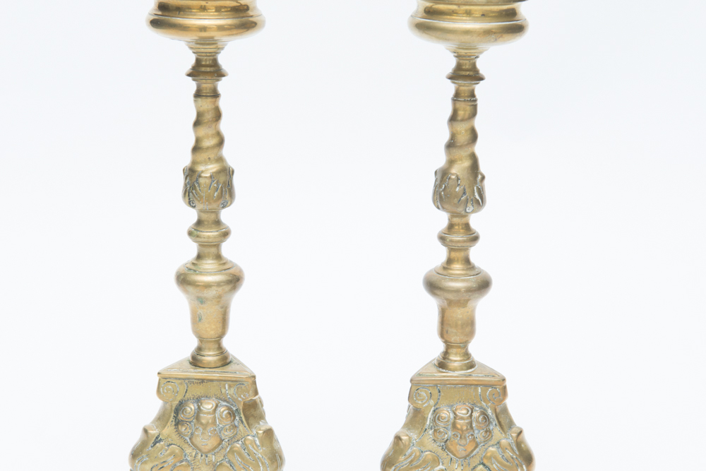 Baroque Style  Brass Candlesticks