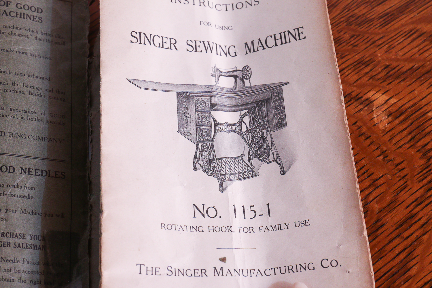 Antique Singer Sewing Machine, Bench and Thimbles