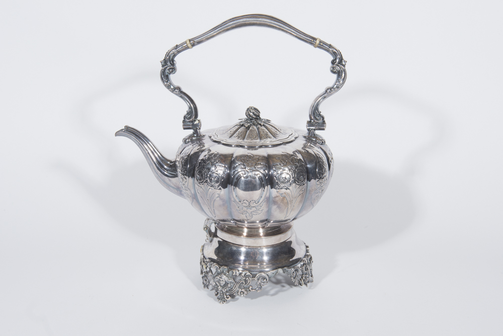 English Melon Form Silverplate Tea Service