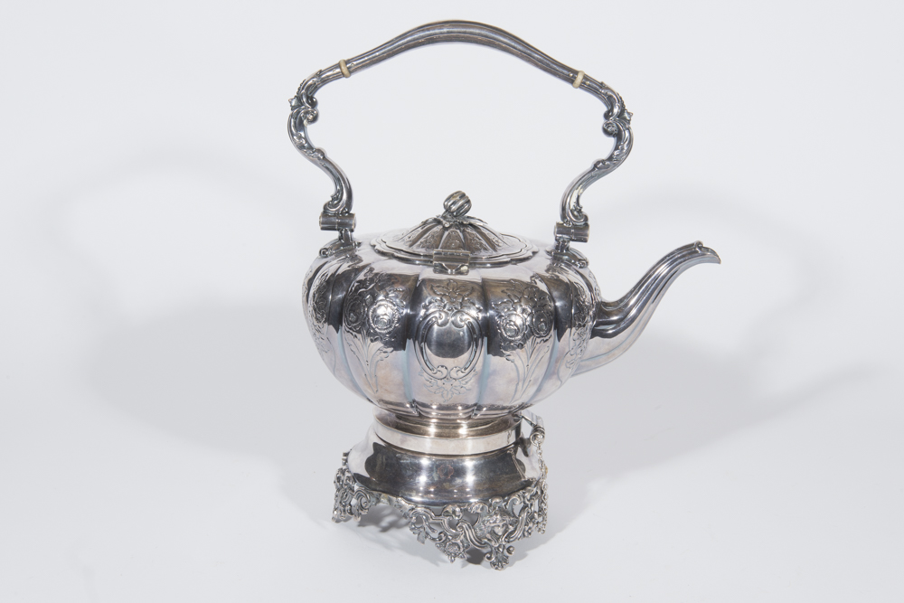 English Melon Form Silverplate Tea Service