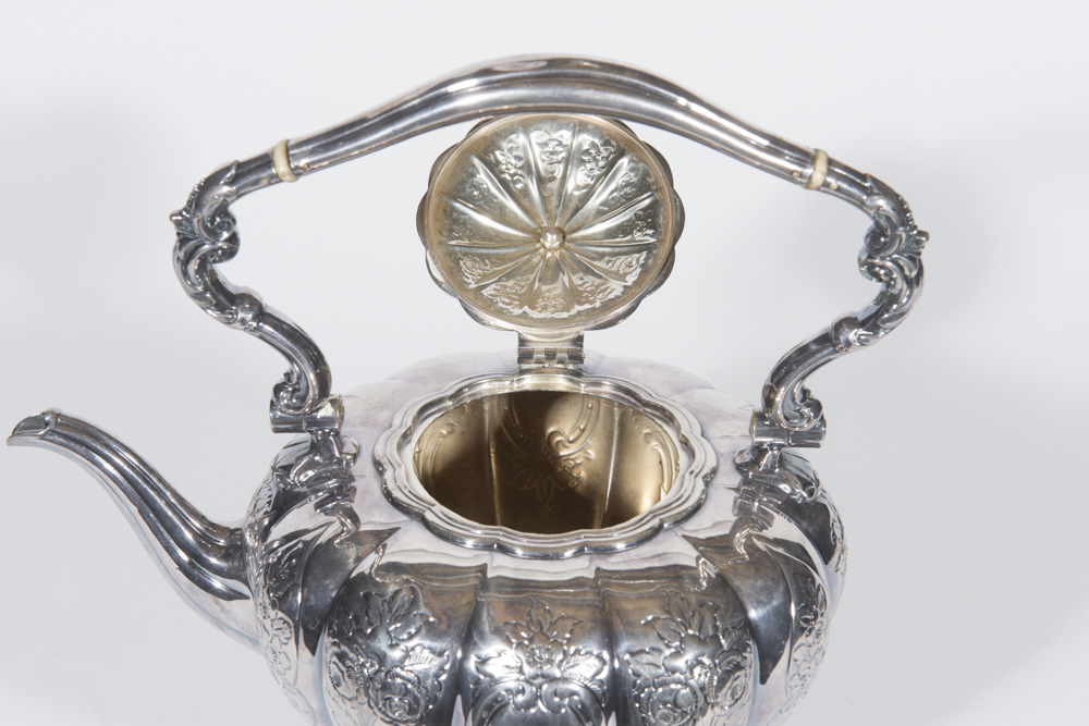 English Melon Form Silverplate Tea Service