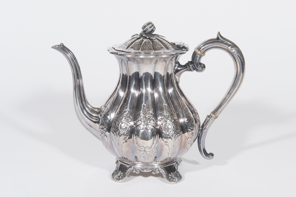 English Melon Form Silverplate Tea Service