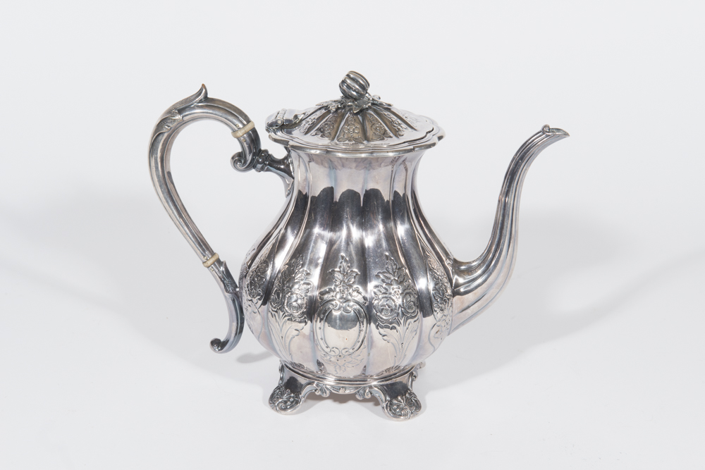 English Melon Form Silverplate Tea Service