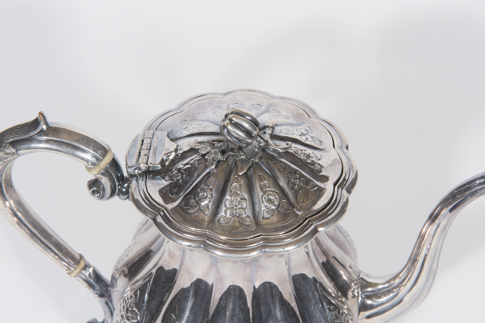 English Melon Form Silverplate Tea Service