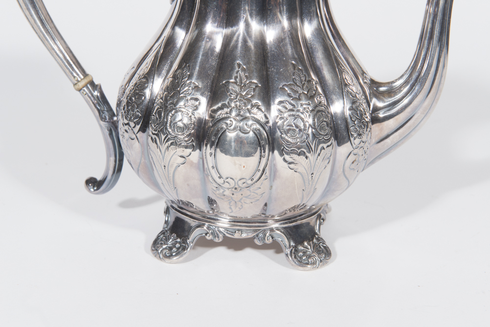 English Melon Form Silverplate Tea Service