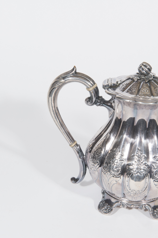 English Melon Form Silverplate Tea Service