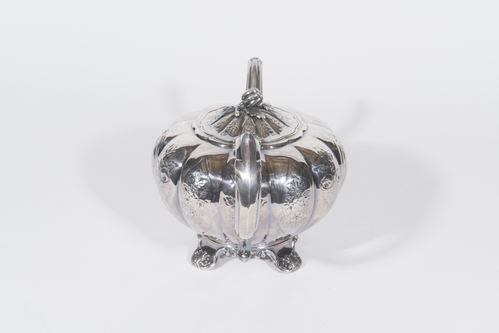 English Melon Form Silverplate Tea Service