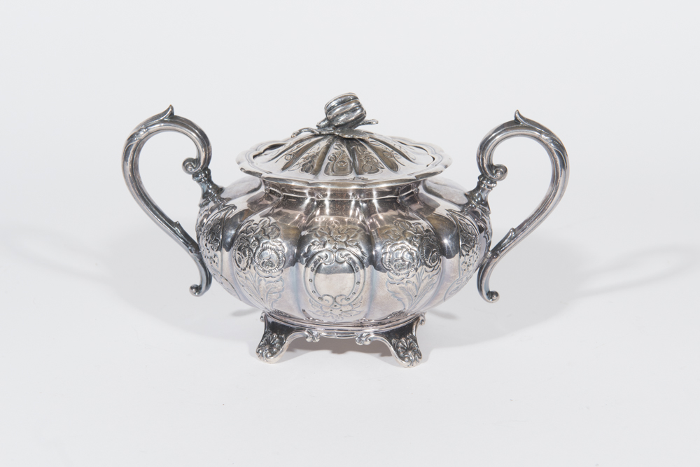 English Melon Form Silverplate Tea Service