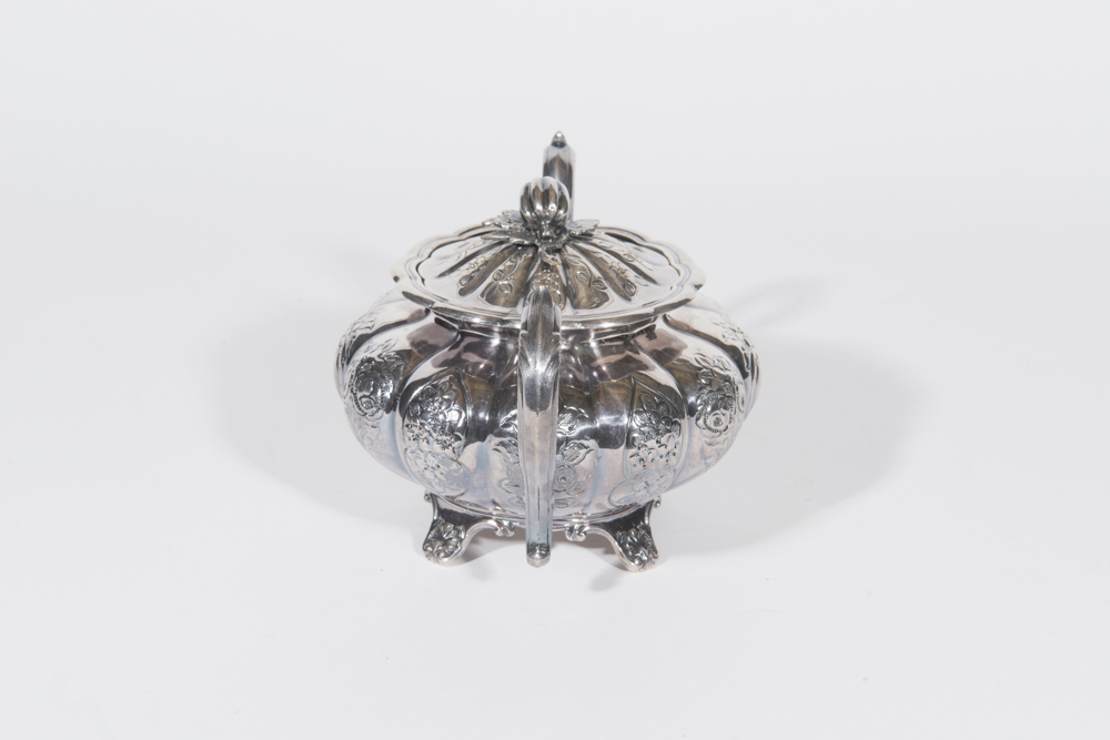 English Melon Form Silverplate Tea Service