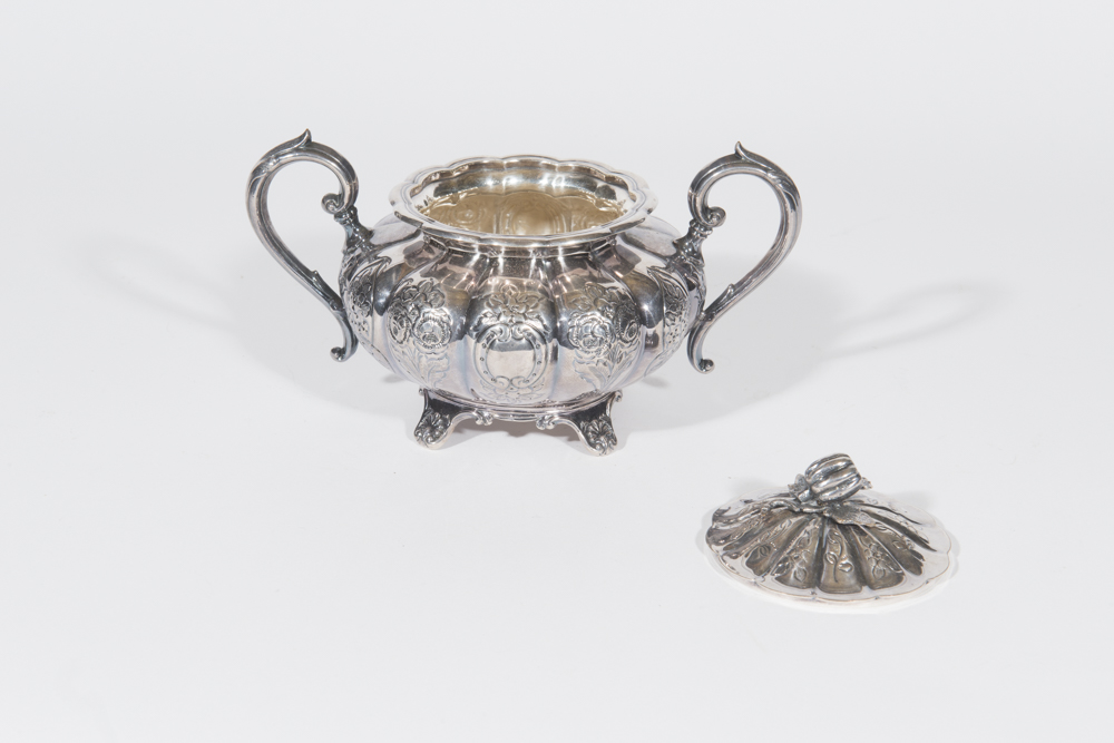 English Melon Form Silverplate Tea Service