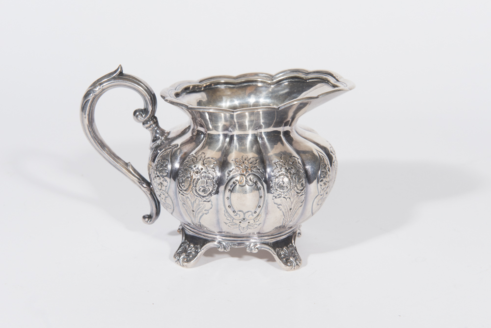 English Melon Form Silverplate Tea Service