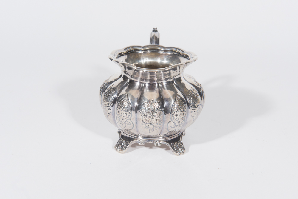 English Melon Form Silverplate Tea Service