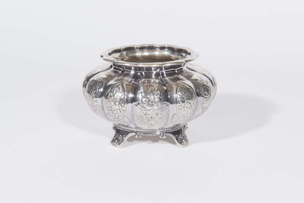 English Melon Form Silverplate Tea Service