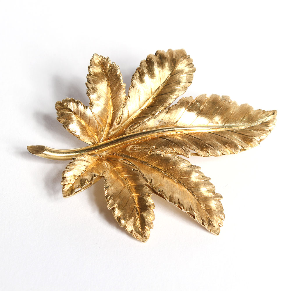 Italian 18K Gold Leaf Brooch
