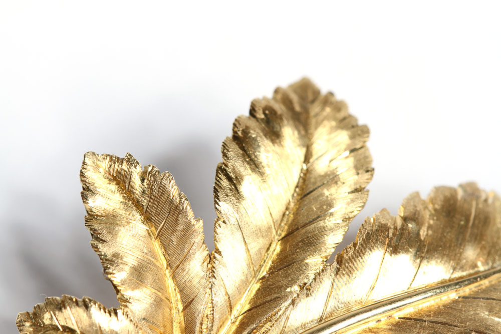 Italian 18K Gold Leaf Brooch