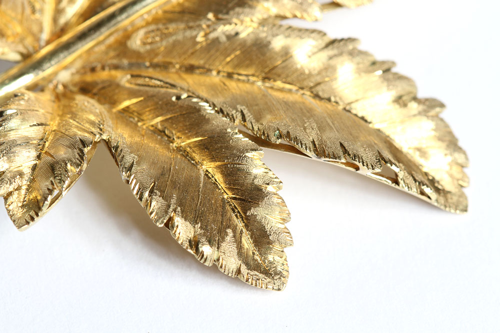 Italian 18K Gold Leaf Brooch
