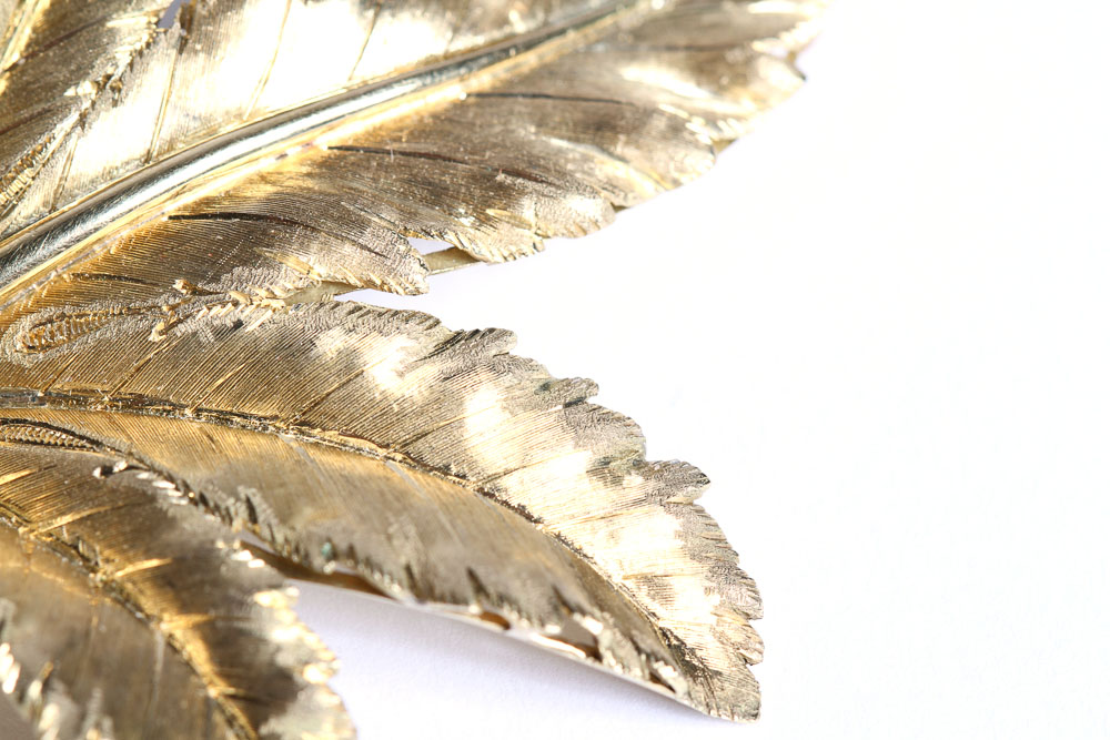 Italian 18K Gold Leaf Brooch