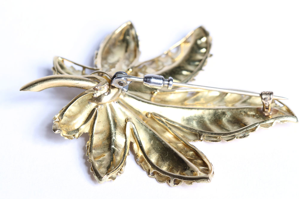 Italian 18K Gold Leaf Brooch