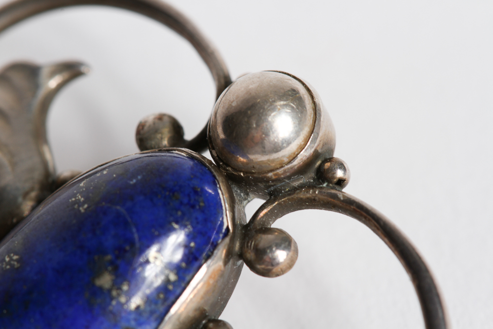 Georg Jensen Sterling Silver and Lapis Lazuli Brooch