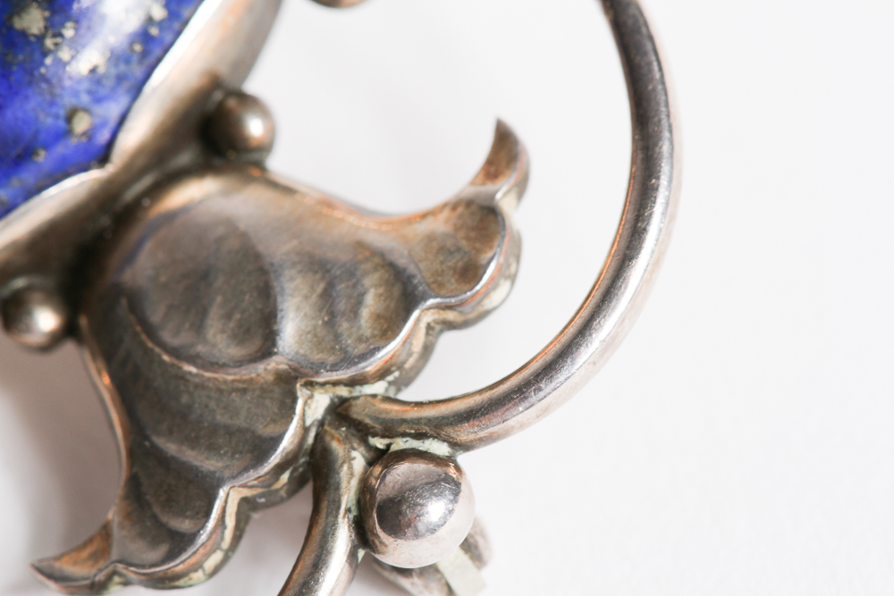 Georg Jensen Sterling Silver and Lapis Lazuli Brooch