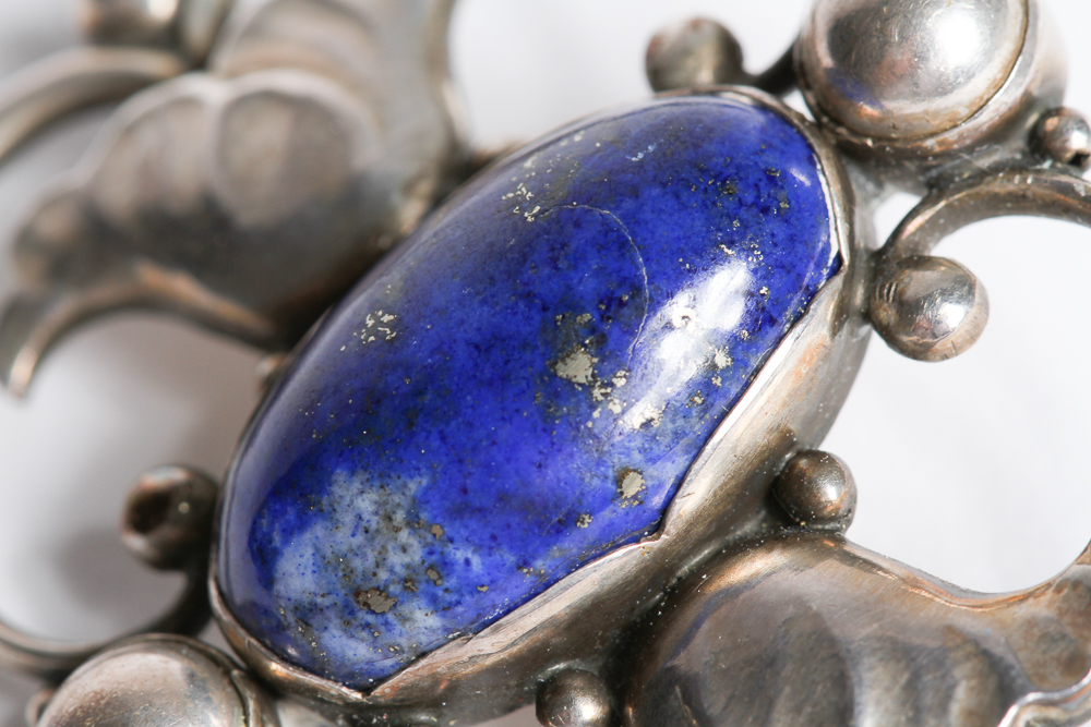 Georg Jensen Sterling Silver and Lapis Lazuli Brooch