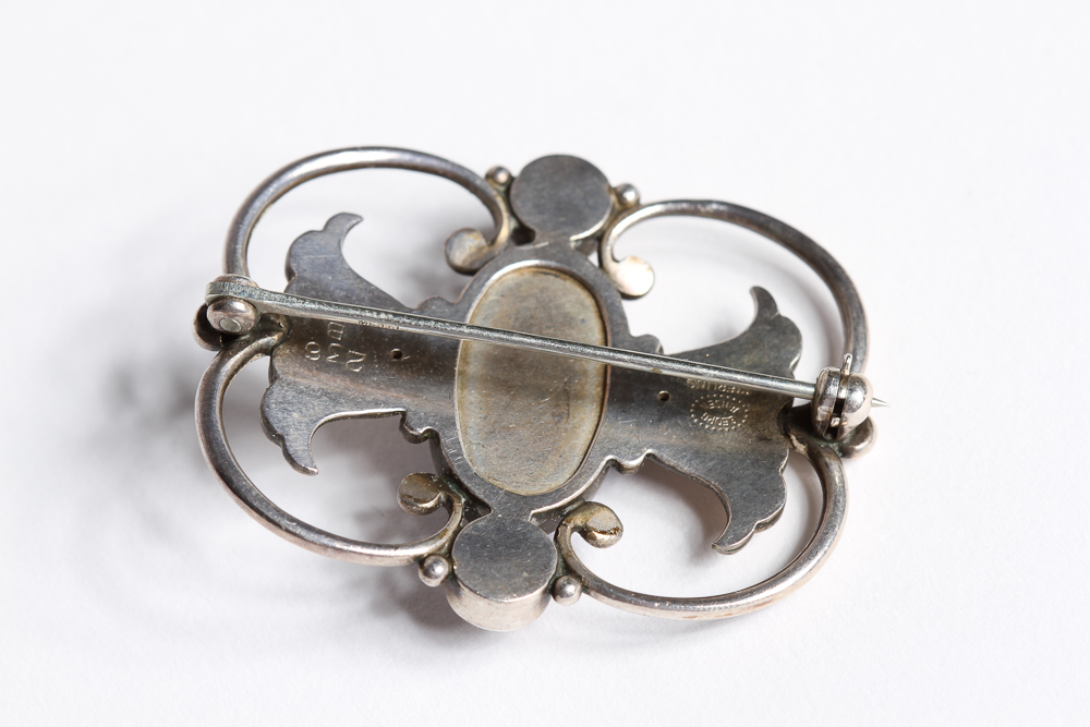 Georg Jensen Sterling Silver and Lapis Lazuli Brooch