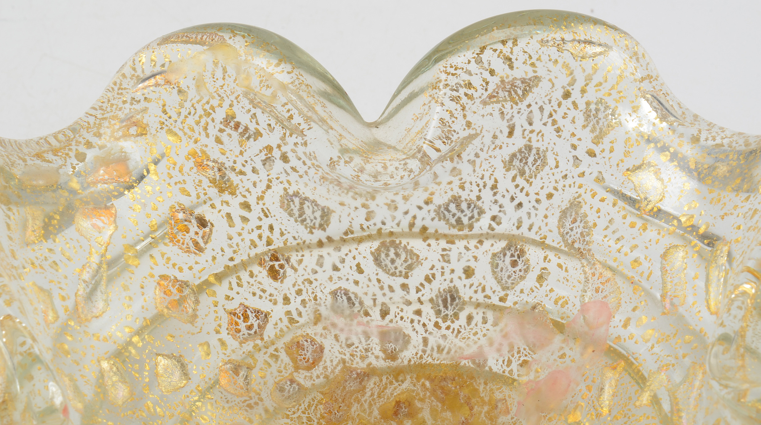 Murano Style Gold Flecked Glass Bowl