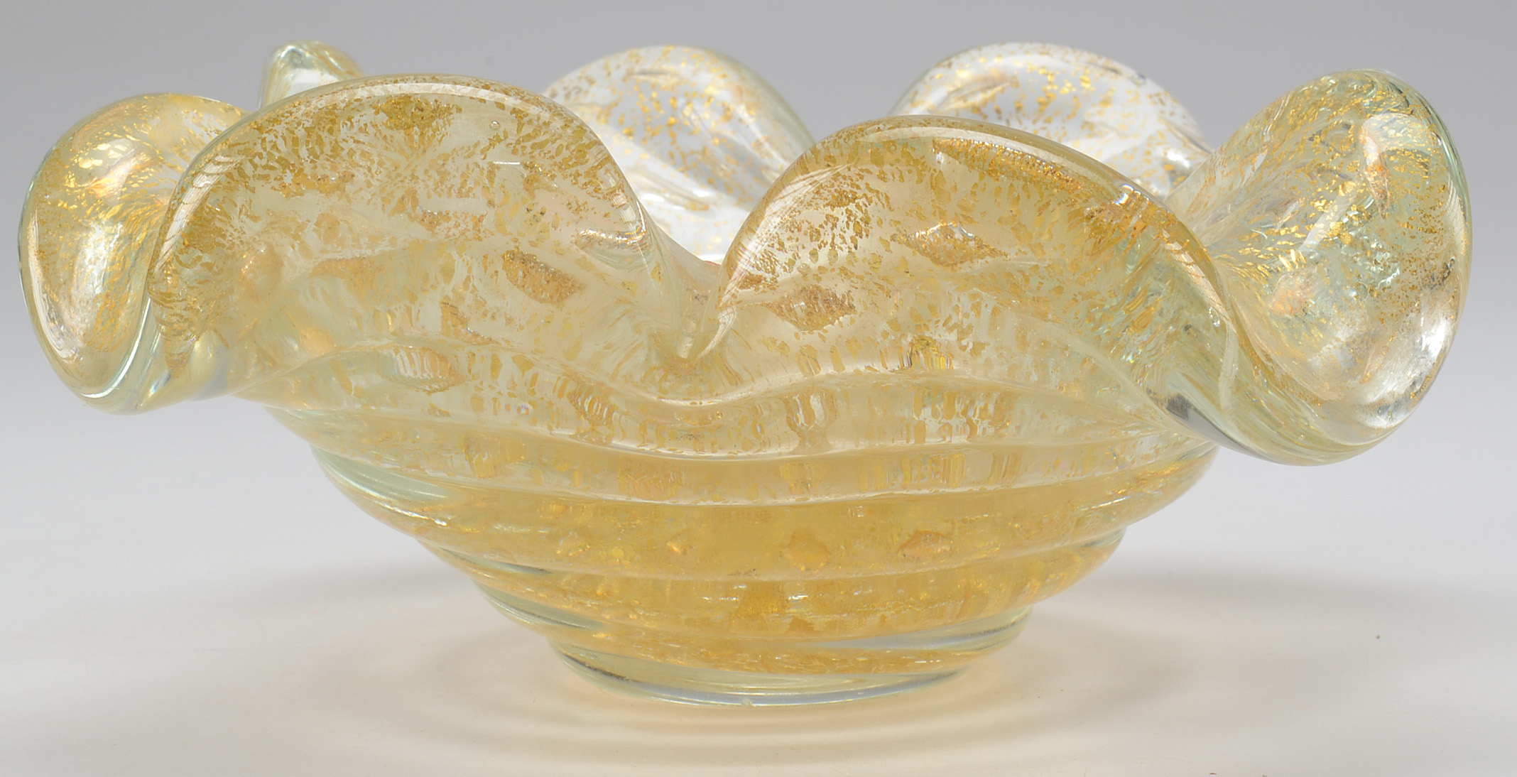 Murano Style Gold Flecked Glass Bowl