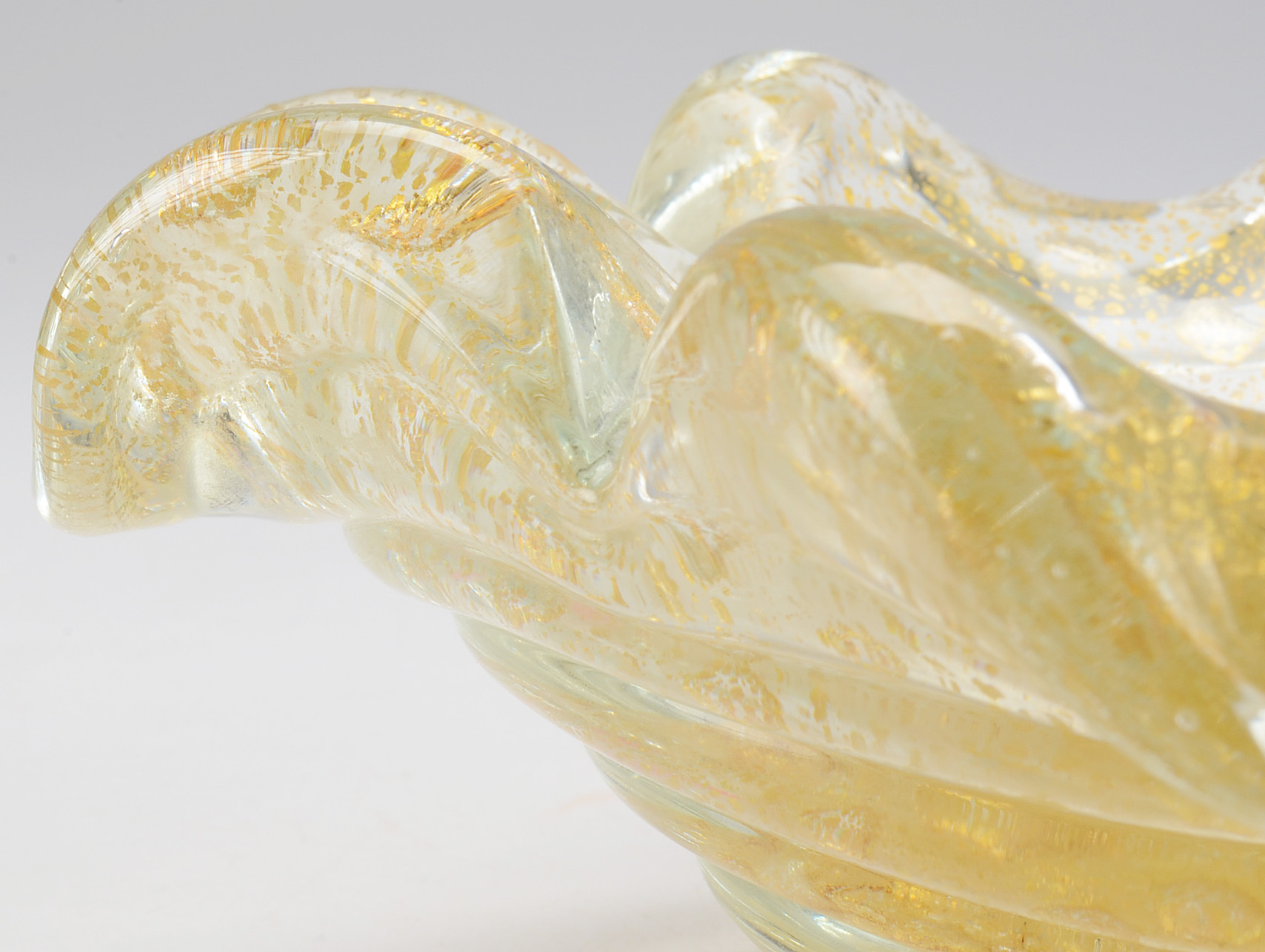 Murano Style Gold Flecked Glass Bowl