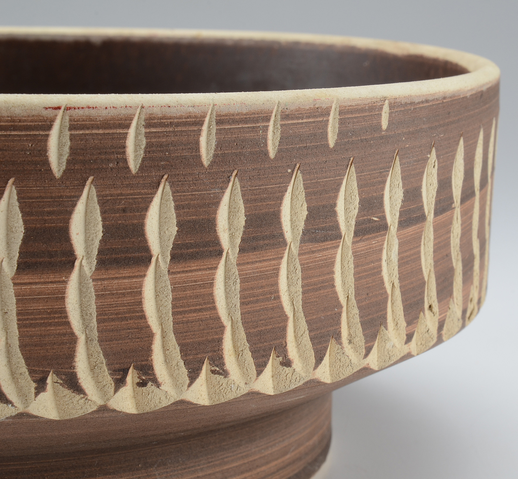 Modern Incised Art Pottery Bowl