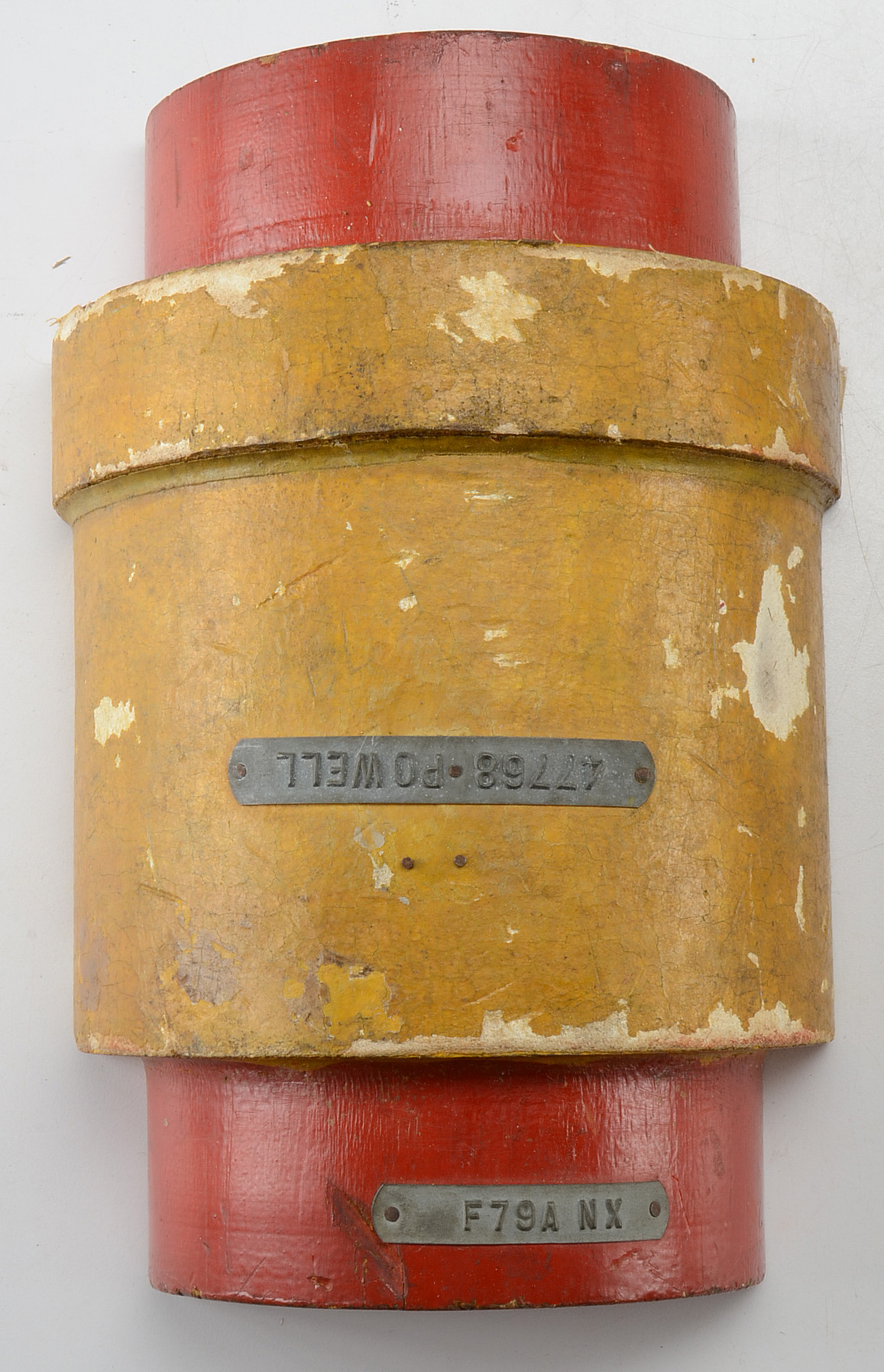 Two Painted Wood Industrial Molds