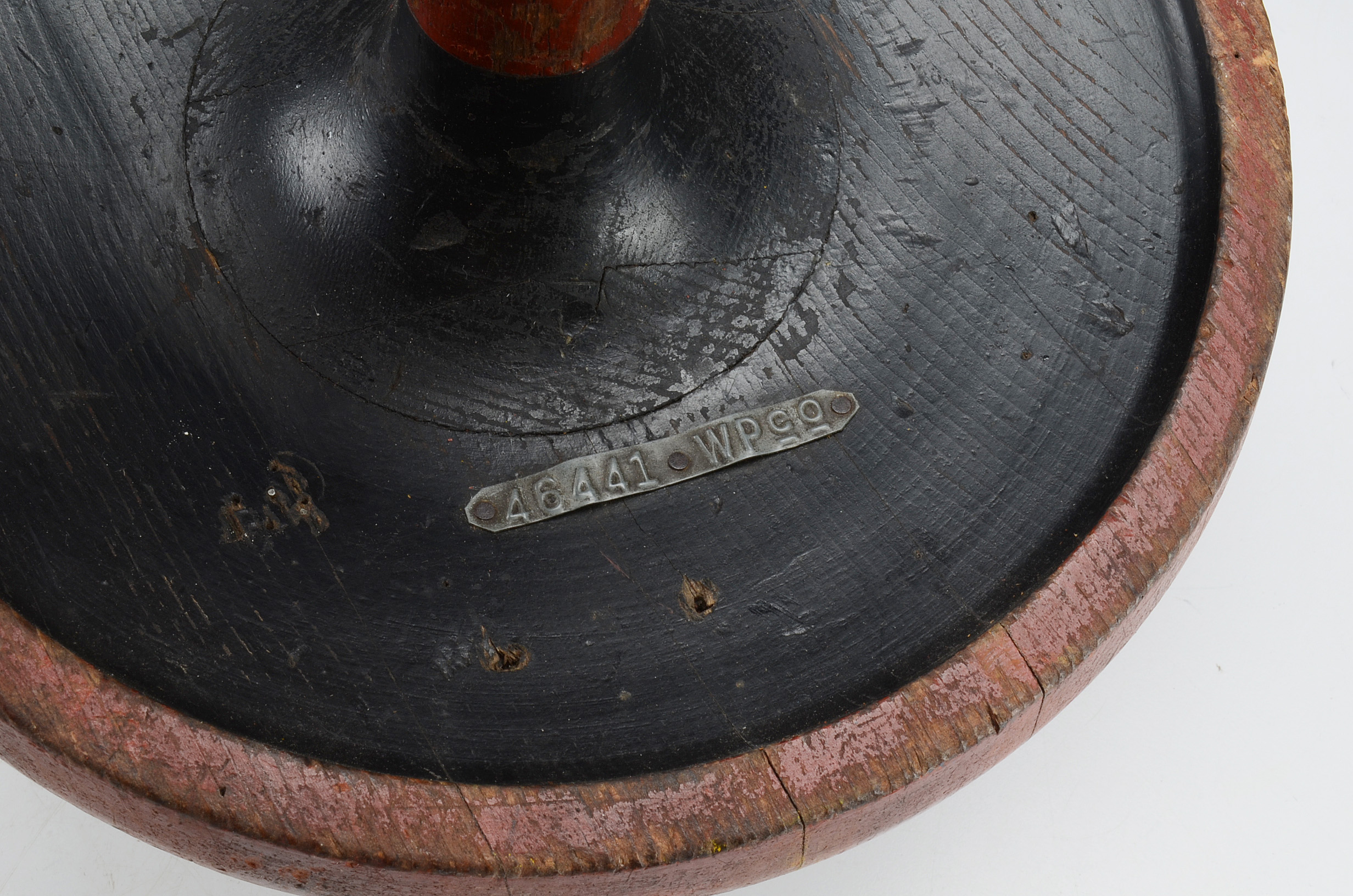 Two Painted Wood Industrial Molds