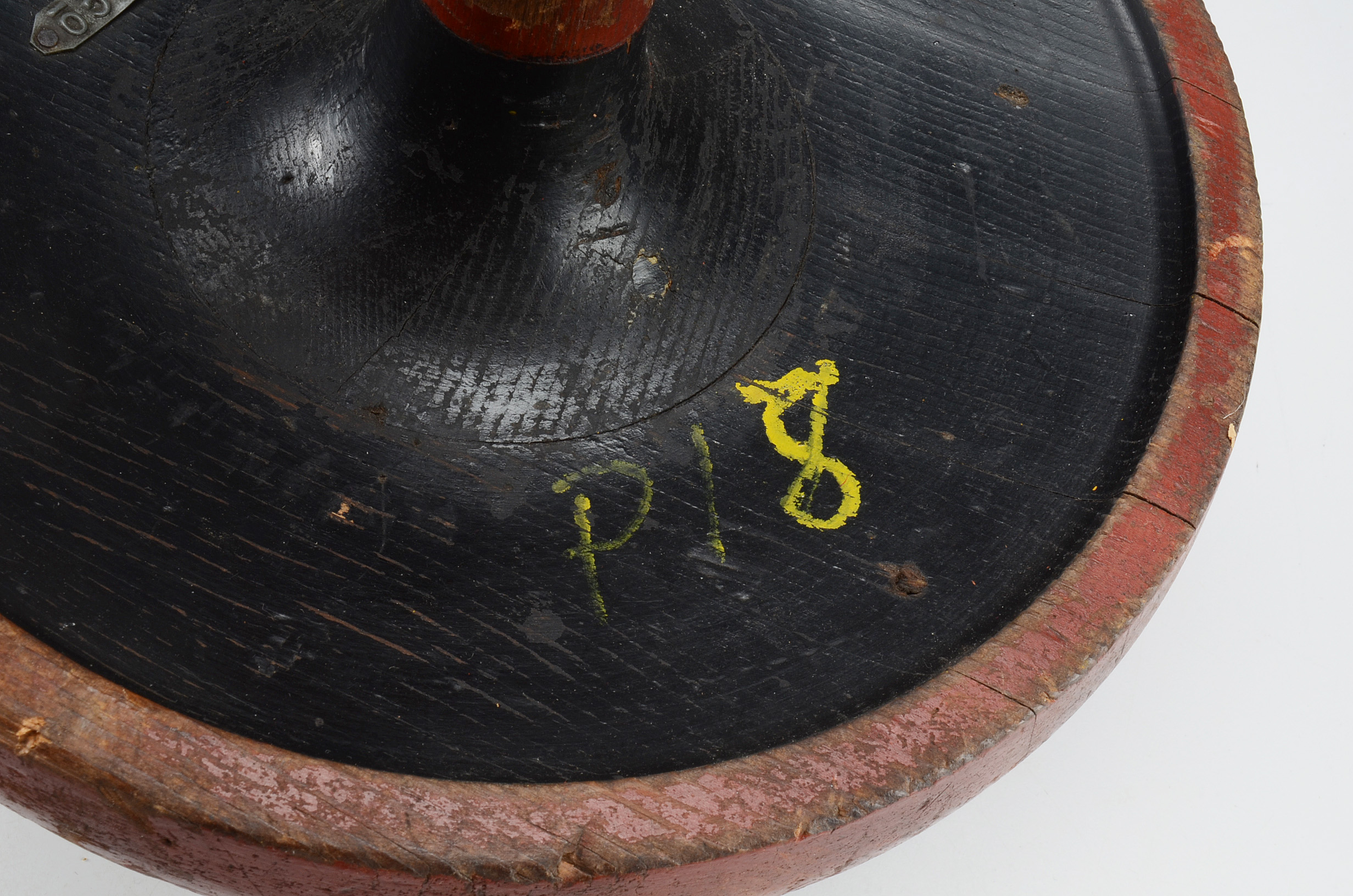 Two Painted Wood Industrial Molds